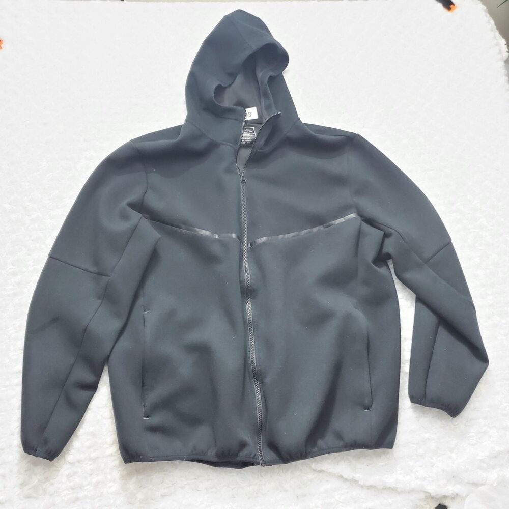 Russell Athletic Full Zip Hooded Jacket Fusion Knit Mens 2XL Black Long Sleeve